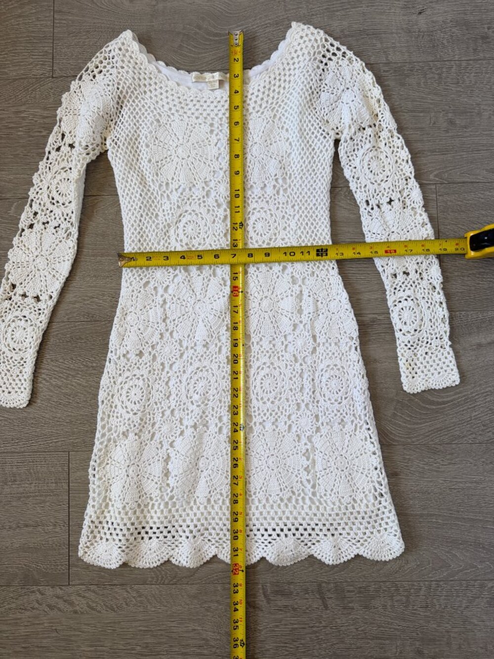Boston Proper White Long Sleeve Crochet Lace Mini Dress Size XXS - Picture 10 of 12
